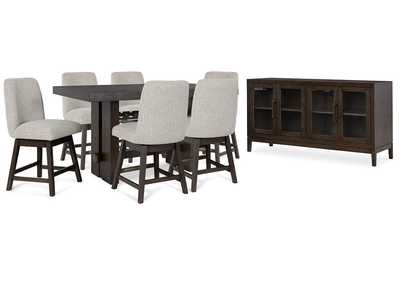 Burkhaus Counter Height Dining Table and 6 Barstools with Storage,Signature Design By Ashley