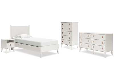 Aprilyn Twin Panel Bed with Dresser, Chest and Nightstand