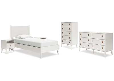 Aprilyn Twin Panel Bed with Dresser, Chest and 2 Nightstands