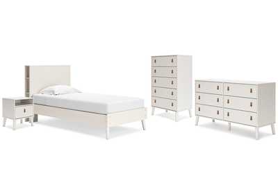 Aprilyn Twin Bookcase Bed with Dresser, Chest and Nightstand