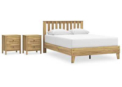 Bermacy Queen Platform Panel Bed with 2 Nightstands,Signature Design By Ashley