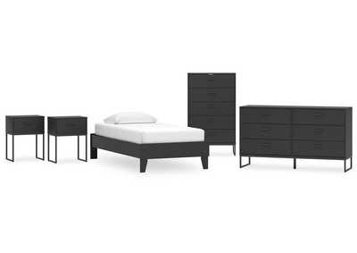 Socalle Twin Platform Bed with Dresser, Chest and 2 Nightstands,Signature Design By Ashley