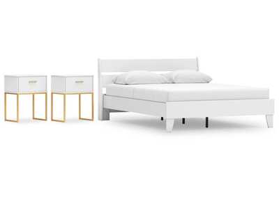 Socalle Queen Panel Platform Bed with 2 Nightstands,Signature Design By Ashley