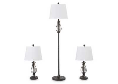 Brycestone Floor Lamp with 2 Table Lamps,Signature Design By Ashley