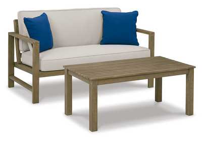 Fynnegan Outdoor Loveseat with Table (Set of 2)