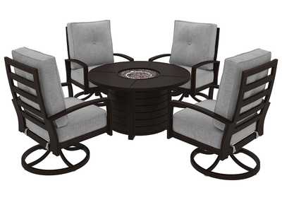 Castle Island Outdoor Fire Pit Table and 4 Chairs