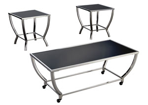 Image for Blasney Black/Chrome Finish Occasional Table Set