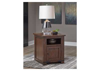 Image for Budmore Brown End Table with USB Ports & Outlets