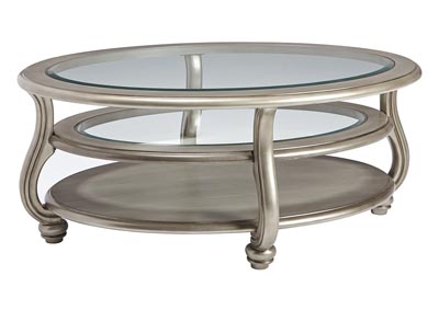 Image for Coralayne Silver Finish Oval Cocktail Table