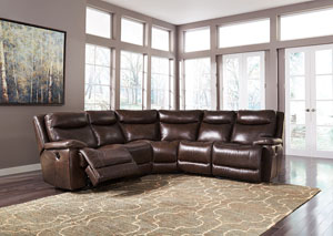 Image for Zaiden Antique Left Facing Sectional w/ Right Facing Zero Wall Recliner
