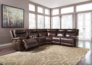 Image for Zaiden Antique Left Facing Sectional w/ Console and Right Facing Zero Wall Recliner