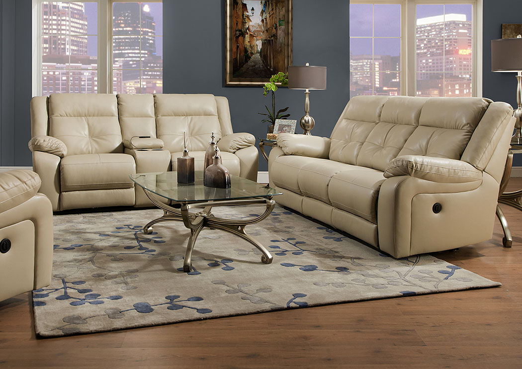 Miracle Pearl Bonded Leather Double Motion Console Loveseat,Atlantic Bedding & Furniture