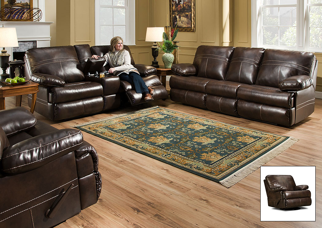 Miracle Saddle Bonded Leather Double Motion Sofa and Loveseat,Atlantic Bedding & Furniture