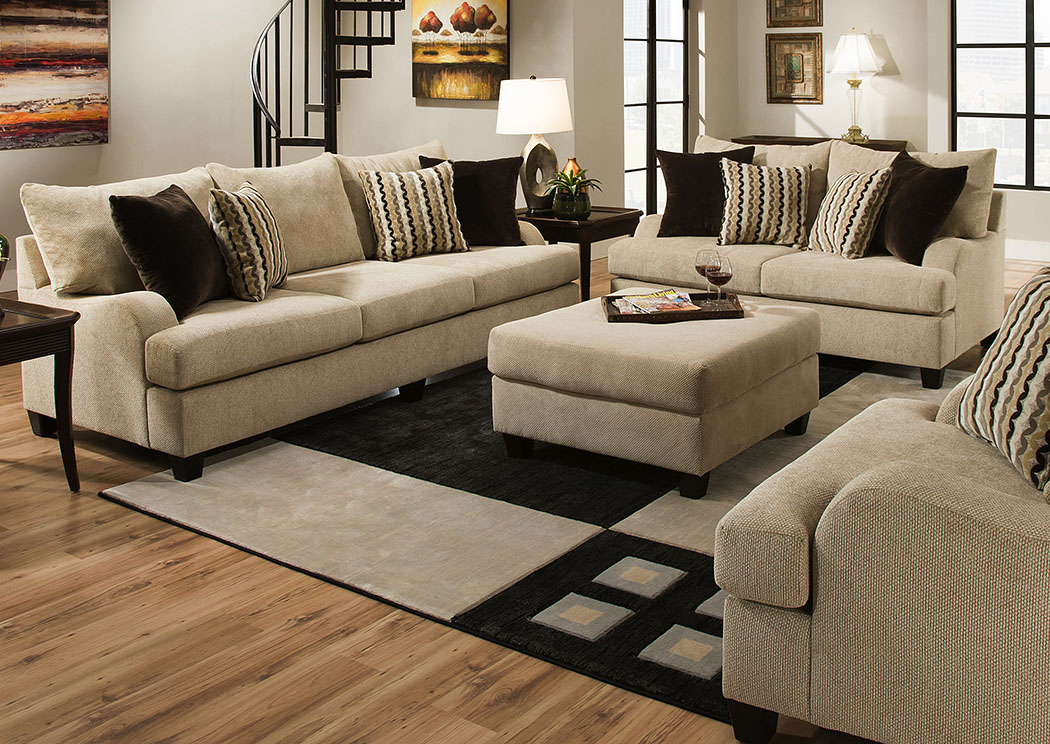 Trinidad Taupe / Venice Mink / Chitchat Taupe Sofa and Loveseat,Atlantic Bedding & Furniture
