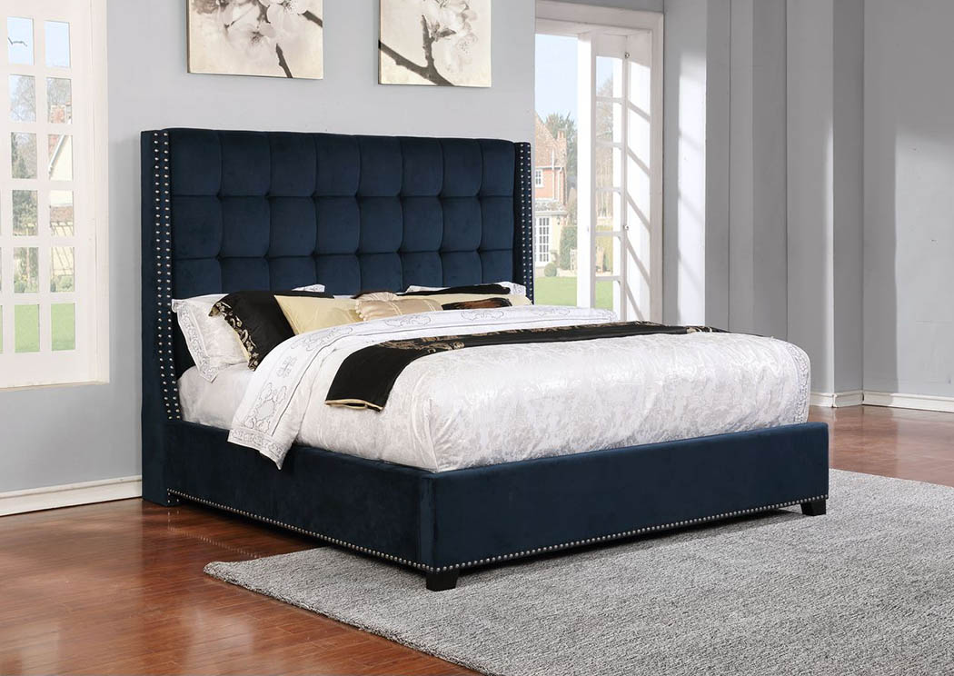 9246 Brooks Grey King Upholstered Bed,Atlantic Bedding & Furniture