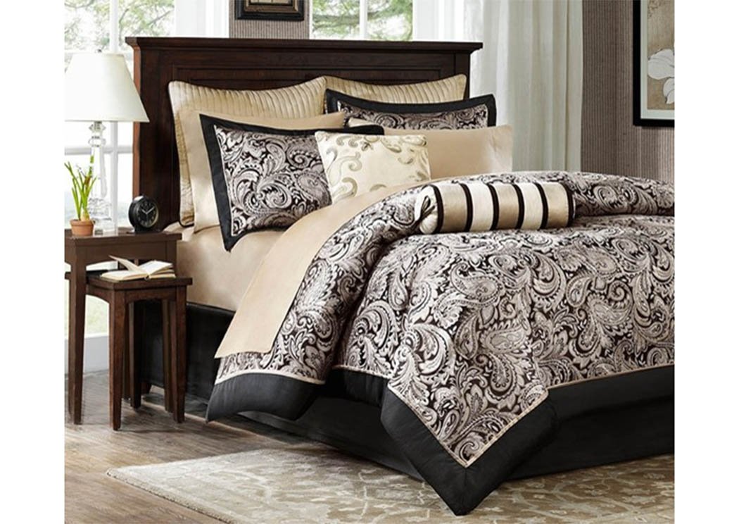 Aubrey Black 12 Piece Quenn Bedding Set,Atlantic Bedding & Furniture