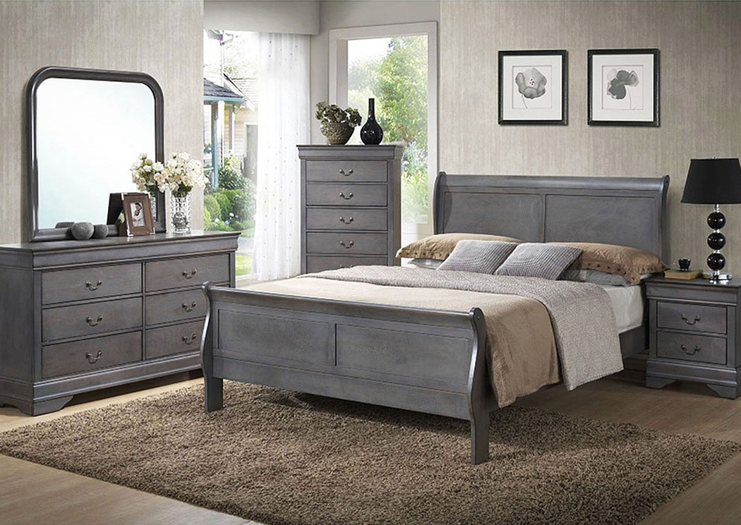 Louis Nightstand - Gray,Atlantic Bedding & Furniture