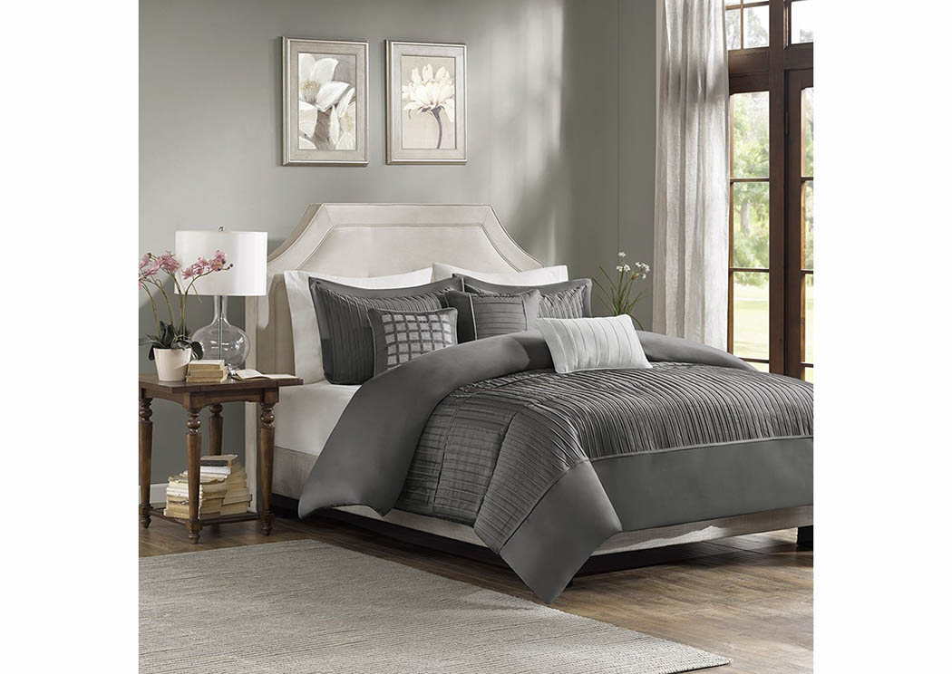 Trinity Grey 7 Piece Queen Comforter Set,Atlantic Bedding & Furniture