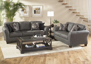 Stoked Ashes Candella Pewter Onyx Stationary Sofa and Loveseat