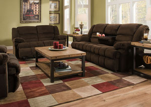 Dynasty Chocolate Double Motion Sofa and Loveseat
