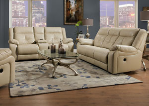 Miracle Pearl Bonded Leather Double Motion Console Loveseat