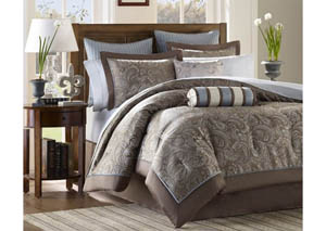 Image for Aubrey Blue 12 Piece Queen Bedding Set