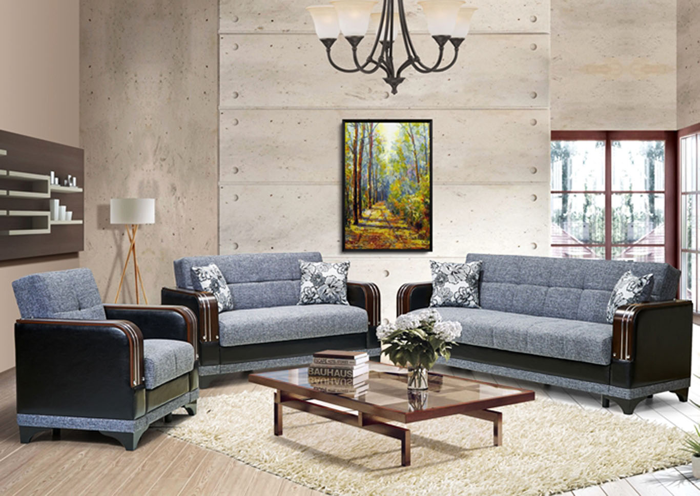 Almira Gray Polyester Sofabed, Loveseat & Armchair,Ottomanson (Previously Casamode)