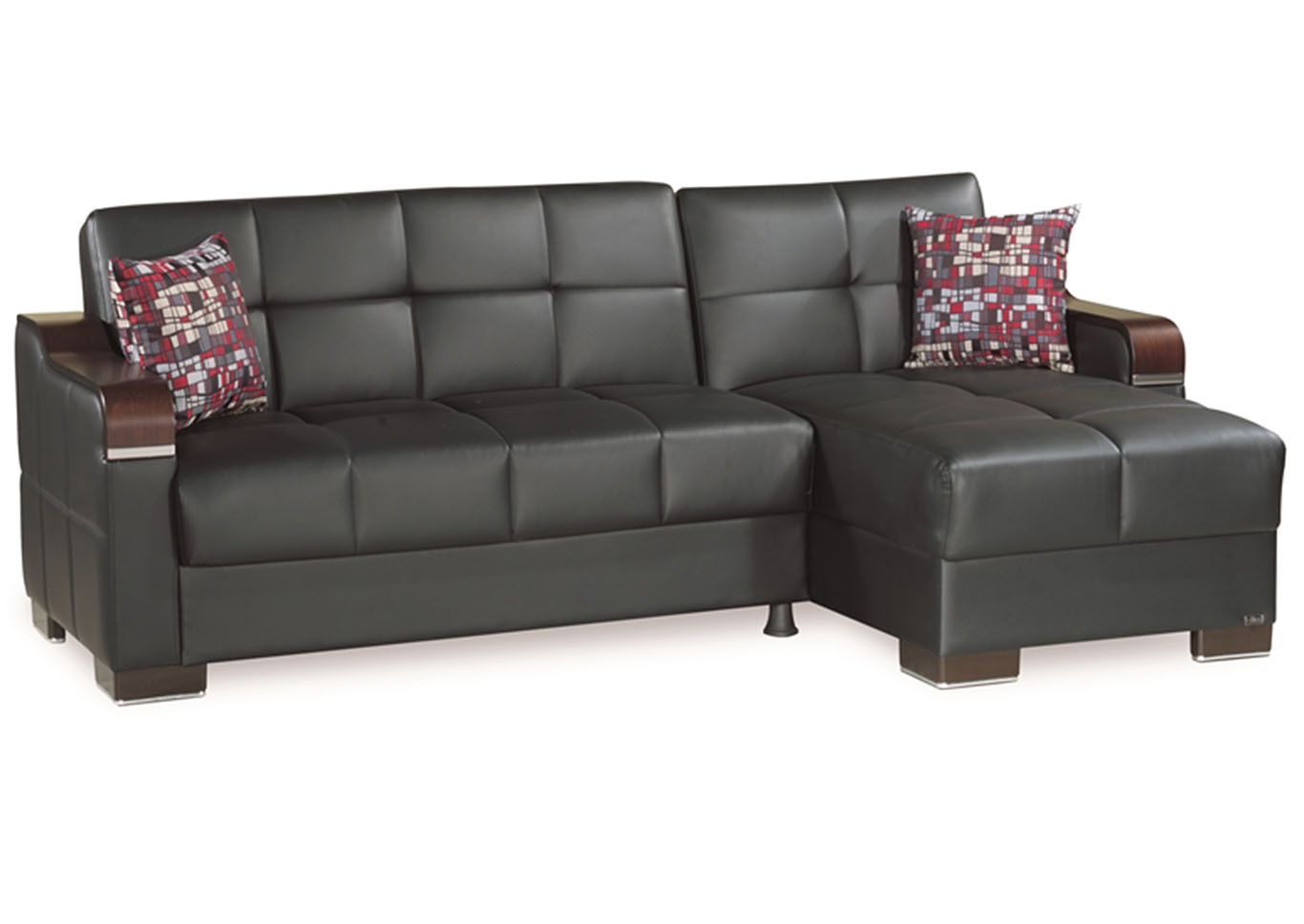 Downtown Black PU Sectional L+C,Ottomanson (Previously Casamode)