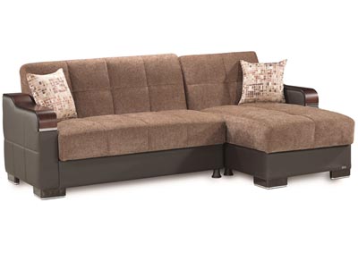 Downtown Brown Chenille Sectional L+C