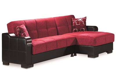 Downtown Red Chenille Sectional L+C