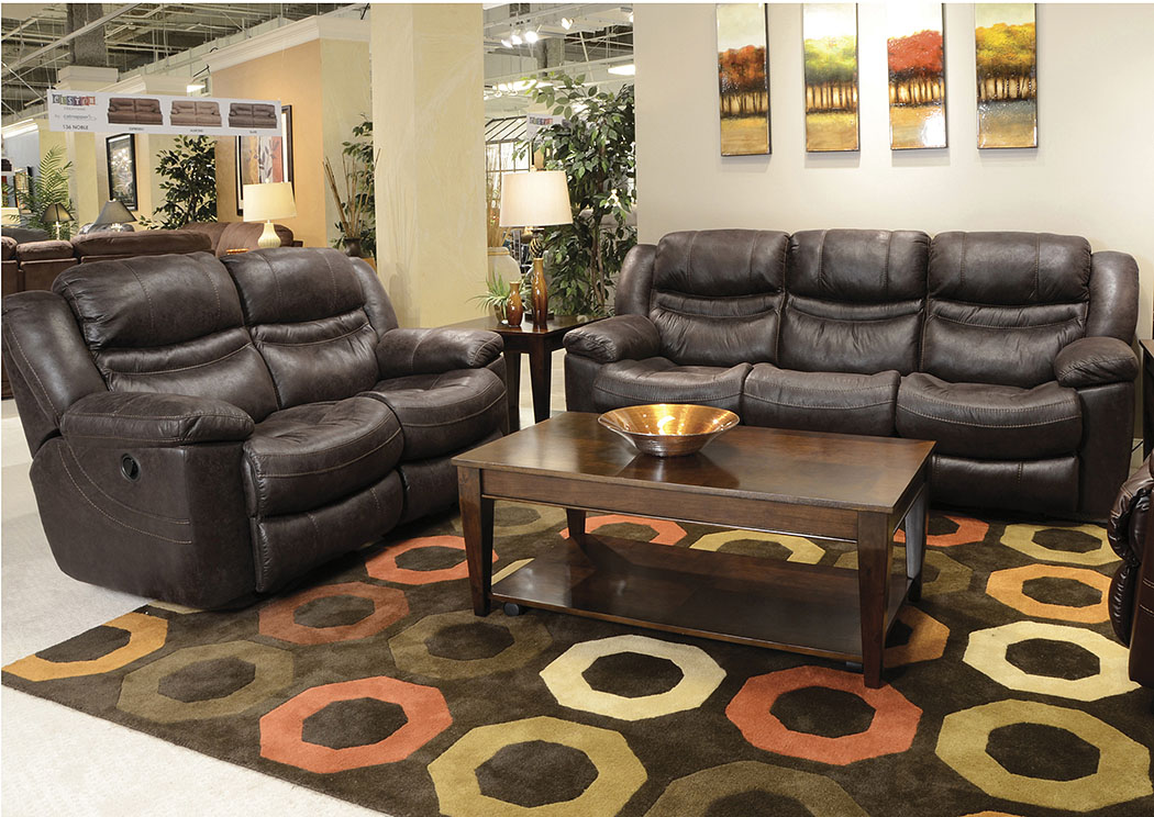 Valiant Coffee Reclining Sofa & Loveseat,ABF Catnapper