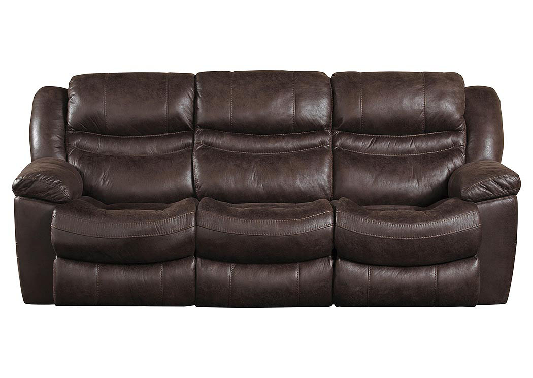 Valiant Coffee Reclining Sofa w/3 Recliner & Drop Down Table,ABF Catnapper