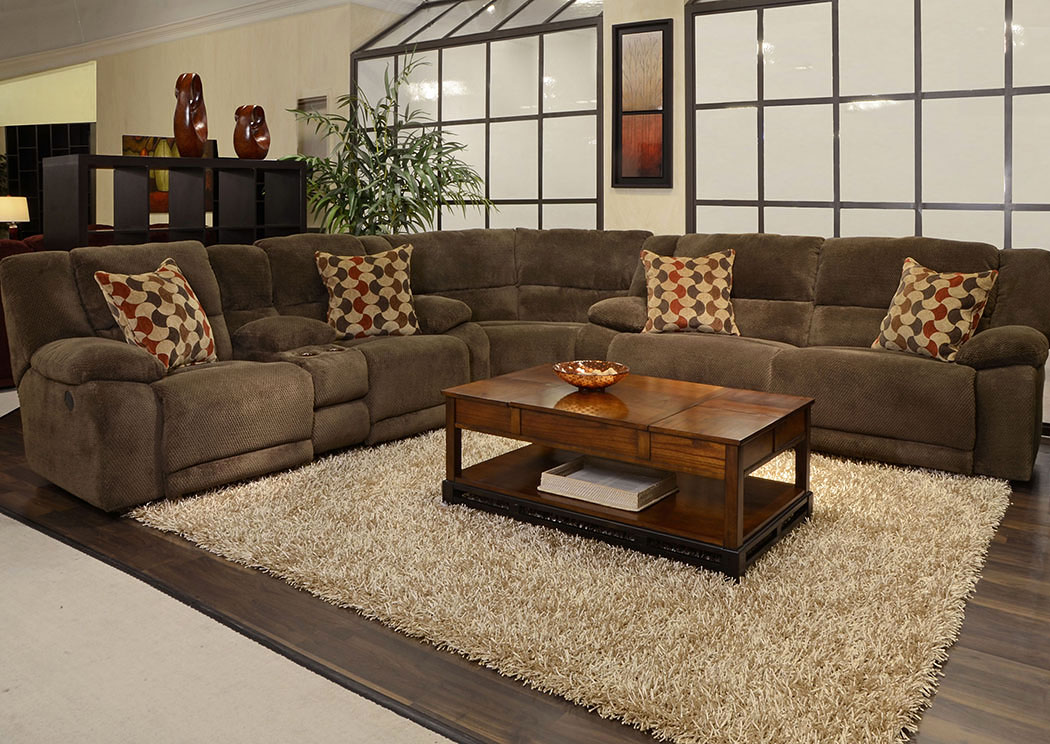 Hammond Mocha/Spice Power Reclining Sectional,ABF Catnapper