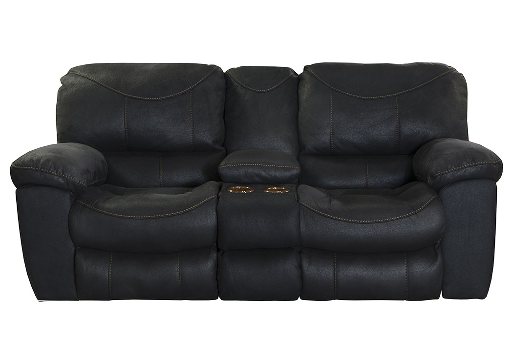 Terrance Black Power Reclining Console Loveseat w/Storage & Cupholders,ABF Catnapper