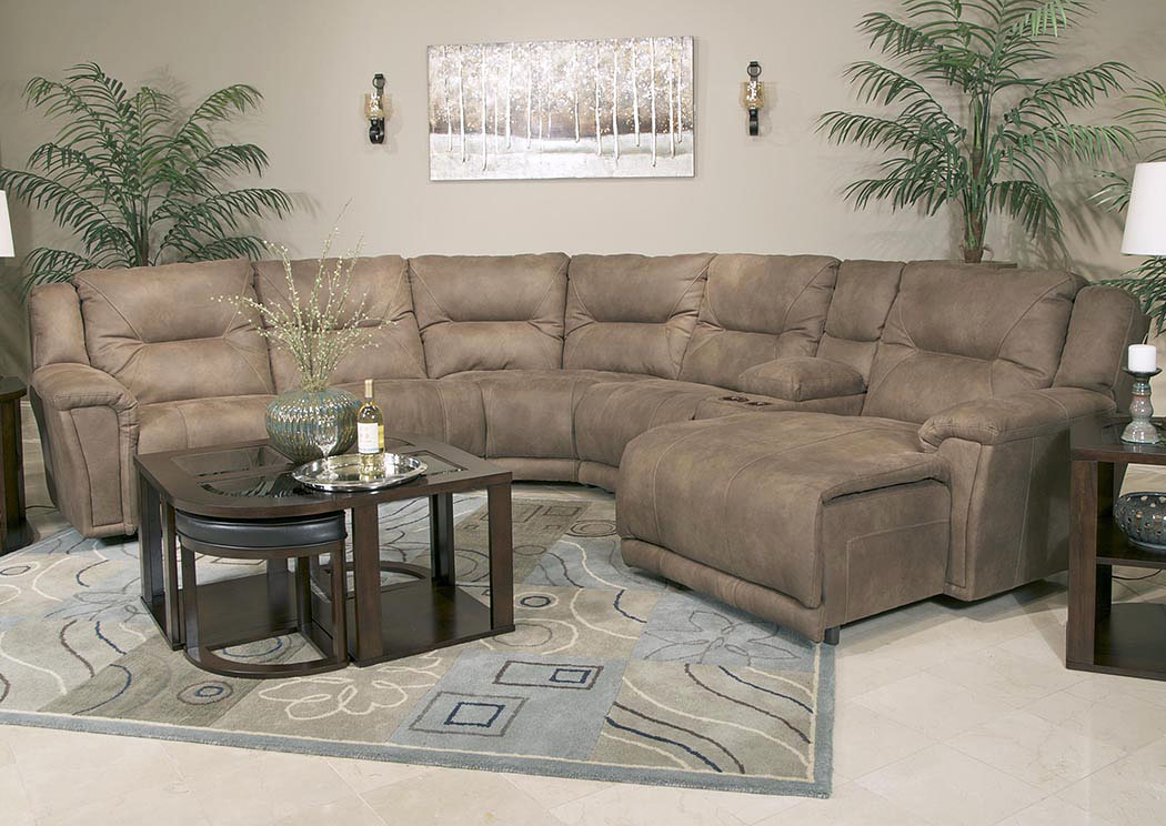 Montgomery Cement Lay Flat Left Facing Recliner Sectional w/Console Storage Box,ABF Catnapper