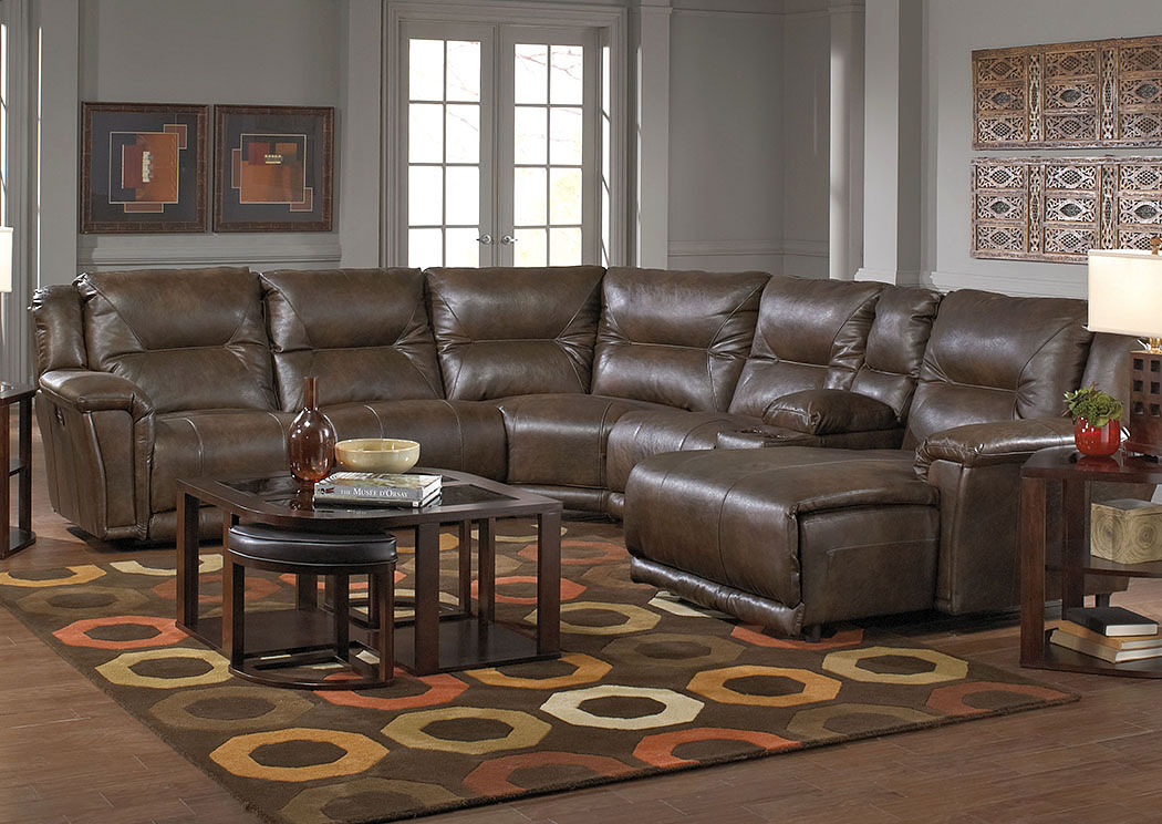 Montgomery Timber Lay Flat Left Facing Recliner Sectional w/Console Storage Box,ABF Catnapper