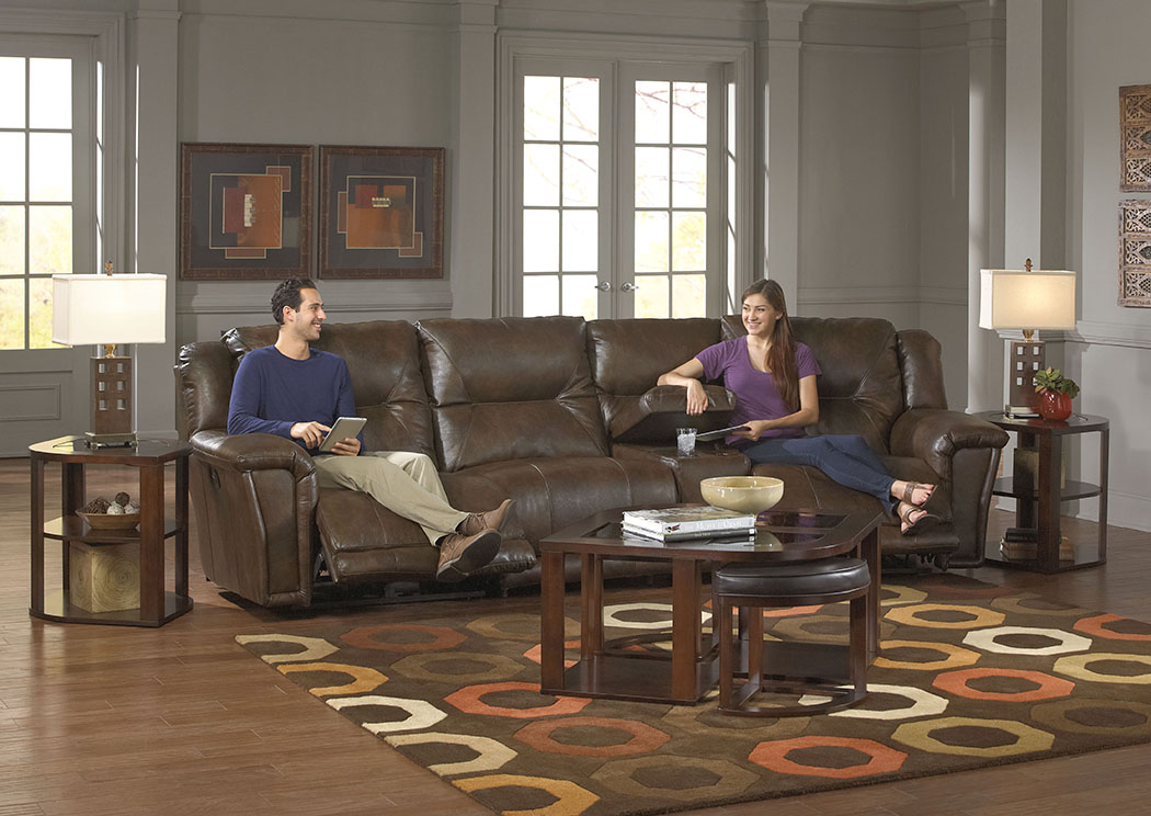 Montgomery Timber Lay Flat Recliner Sectional w/Console Storage Box,ABF Catnapper