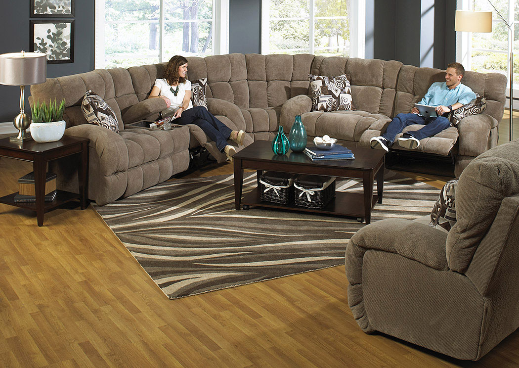 Siesta Porcini/Snickerdoodle Lay Flat Reclining Sofa Sectional,ABF Catnapper