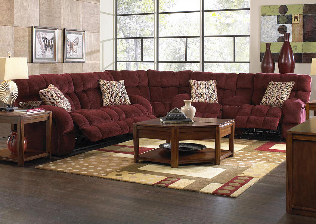 Siesta Wine/Chianti Lay Flat Reclining Sofa Sectional,ABF Catnapper