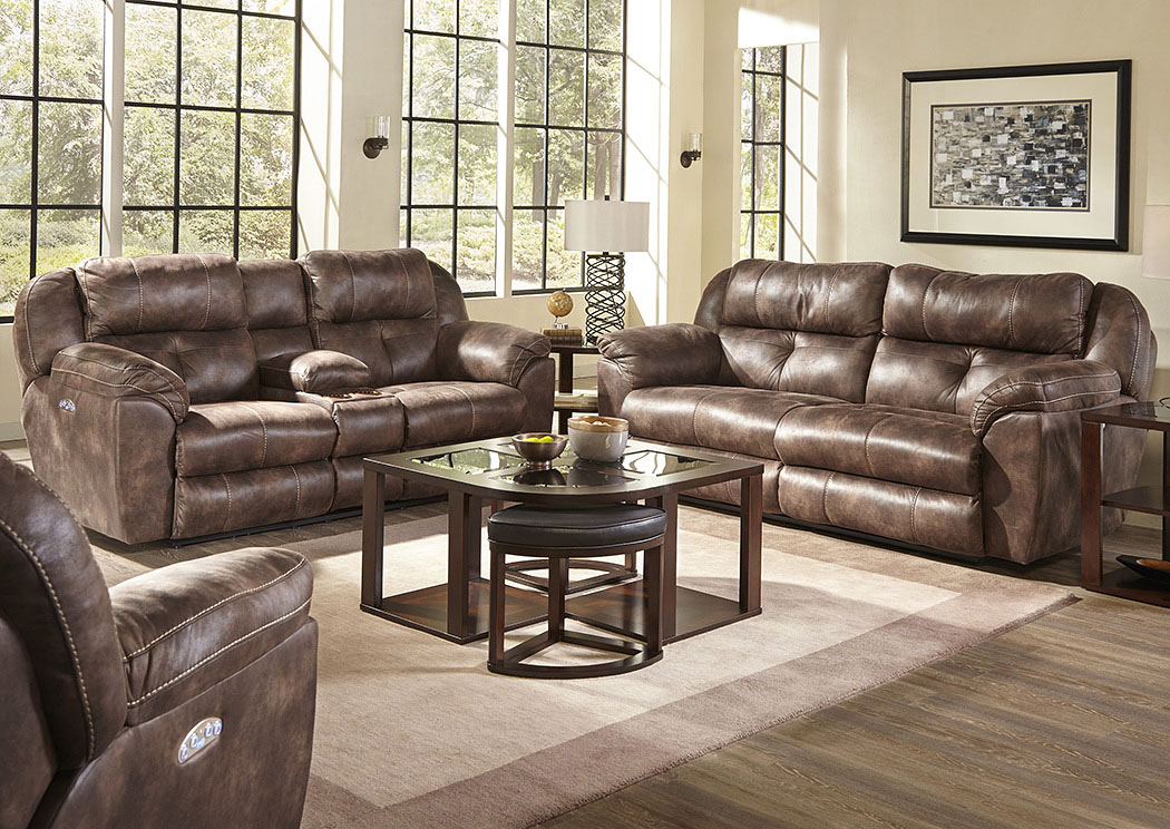 Ferrington Dusk Power Headrest Power Lay Flat Reclining Sofa and Console Loveseat,ABF Catnapper