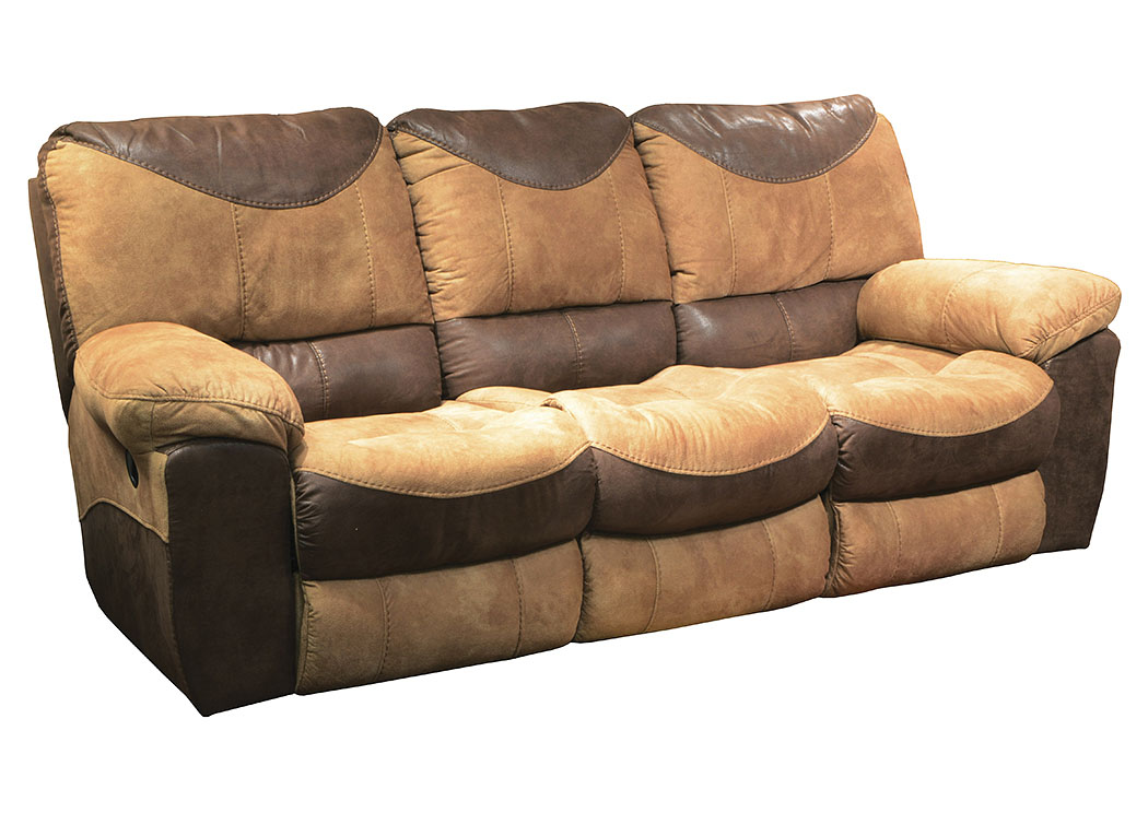 Portman Saddle/Chocolate Reclining Sofa,ABF Catnapper