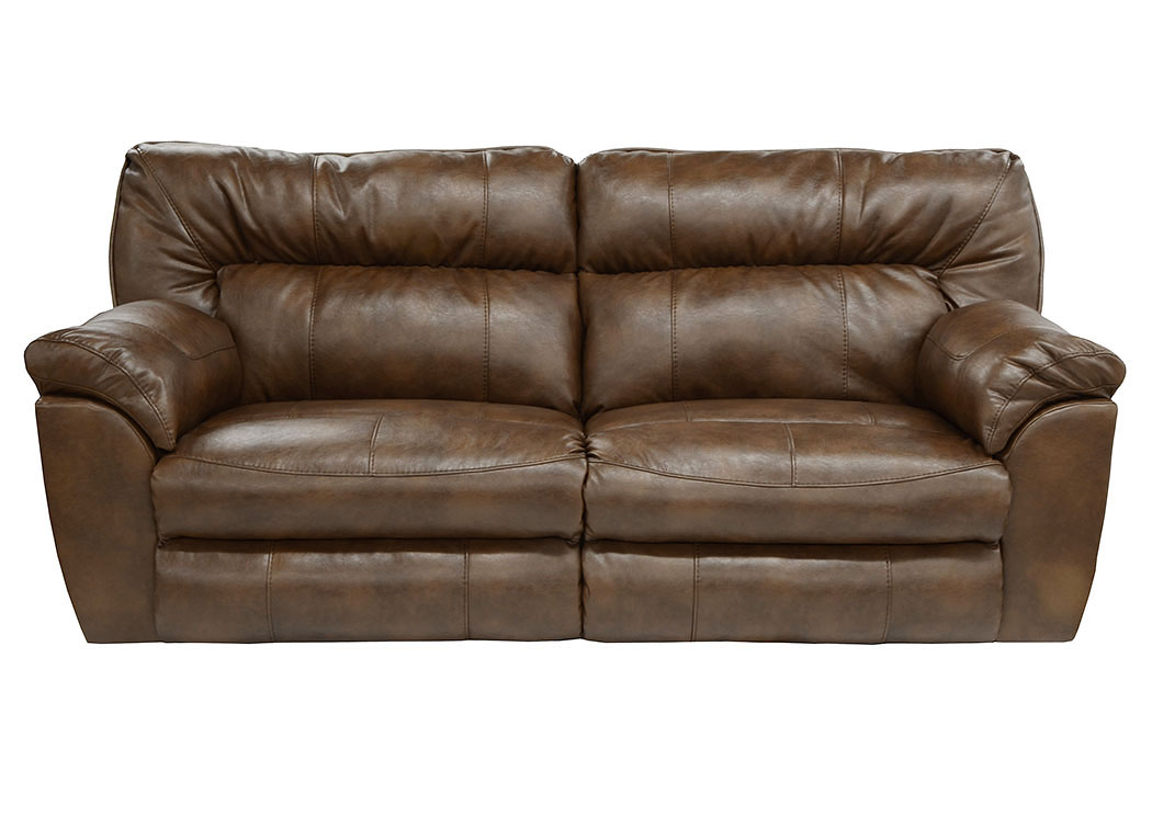 Nolan Chestnut Bonded Leather Extra Wide Reclining Sofa,ABF Catnapper