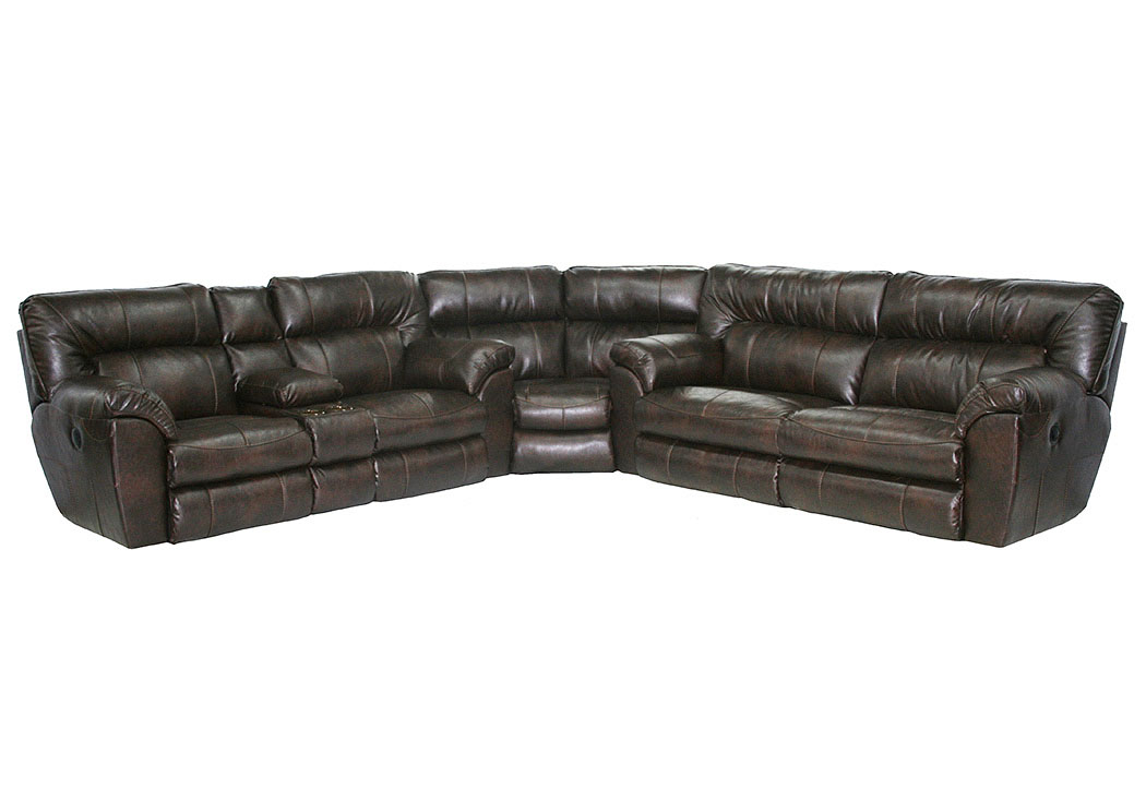 Nolan Godiva Bonded Leather Extra Wide Reclining Sectional,ABF Catnapper