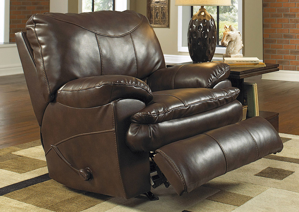 Perez Chestnut Bonded Leather Power Rocker Recliner,ABF Catnapper