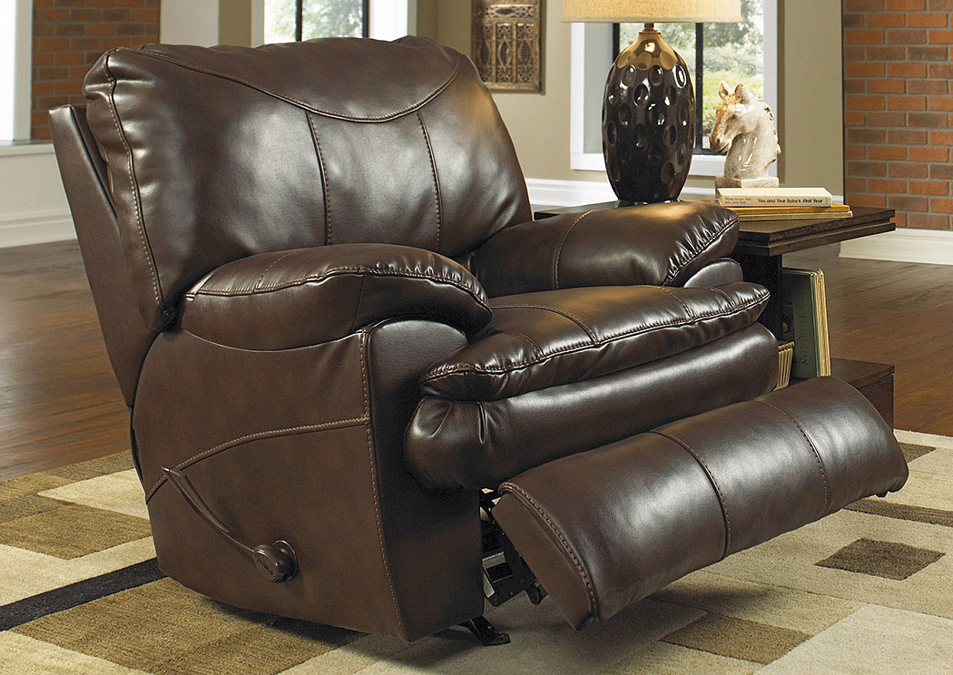 Perez Chestnut Bonded Leather Rocker Recliner,ABF Catnapper