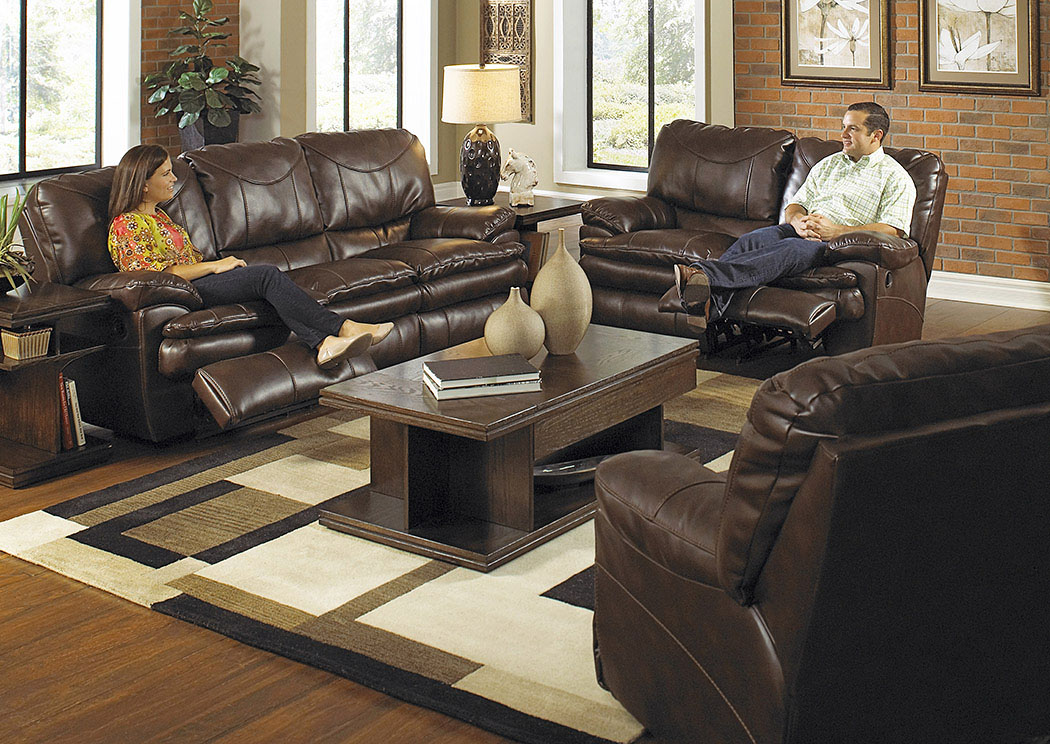 Perez Chestnut Bonded Leather Reclining Loveseat,ABF Catnapper