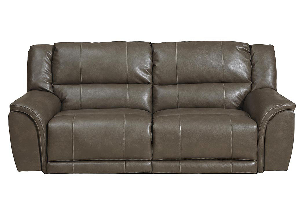 Carmine Smoke Bonded Leather Lay Flat Reclining Sofa,ABF Catnapper