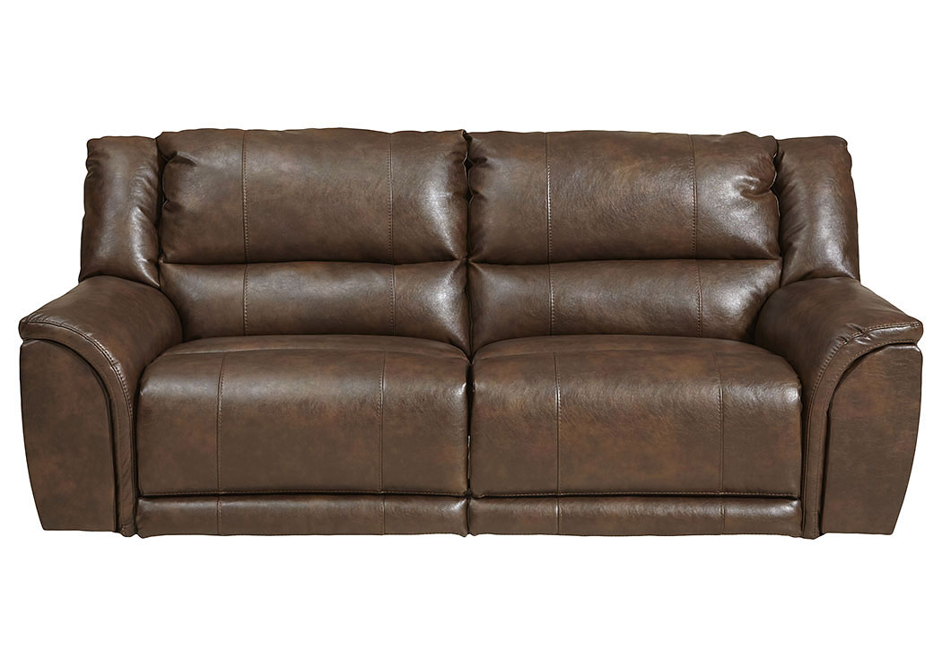 Carmine Timber Bonded Leather Lay Flat Reclining Sofa,ABF Catnapper