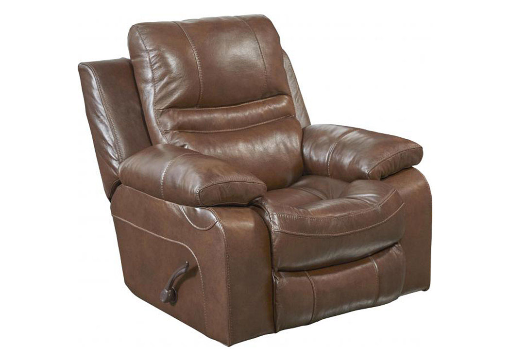 Patton Chestnut Top Grain Leather Power Lay Flat Recliner,ABF Catnapper