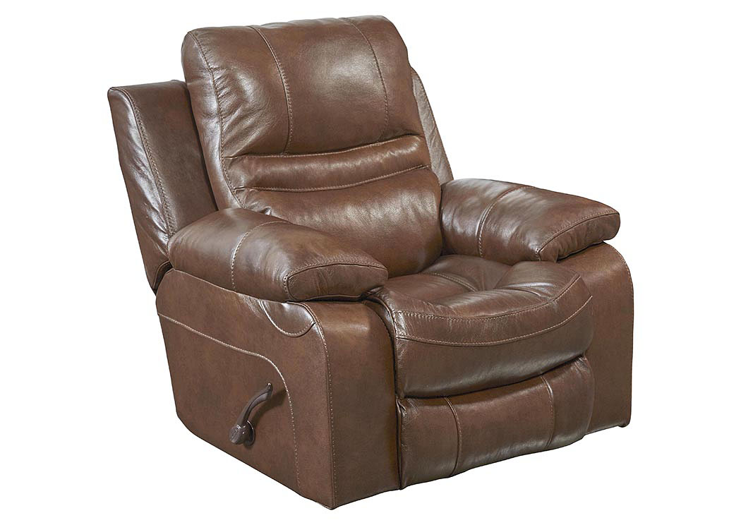 Patton Chestnut Top Grain Leather Glider Recliner,ABF Catnapper